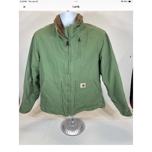 Carhartt Jackets & Blazers - Vintage Carhartt Women’s Green Jacket Sherpa Lined WJ022 394 Medium Chore Coat